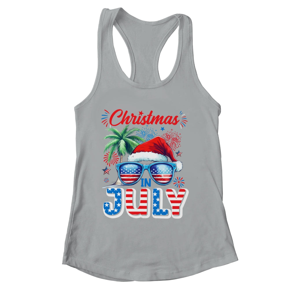 Christmas In July Summer Vacation Hawaii Santa USA Flag Men Shirt & Tank Top | siriusteestore
