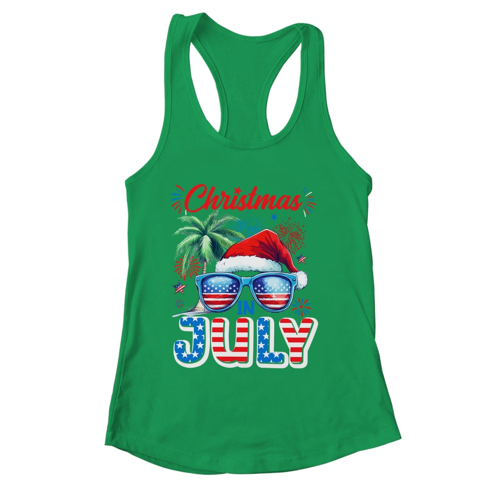 Christmas In July Summer Vacation Hawaii Santa USA Flag Men Shirt & Tank Top | siriusteestore