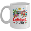 Christmas In July Summer Vacation Sunglasses Santa Flamingo Mug | siriusteestore