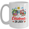 Christmas In July Summer Vacation Sunglasses Santa Flamingo Mug | siriusteestore