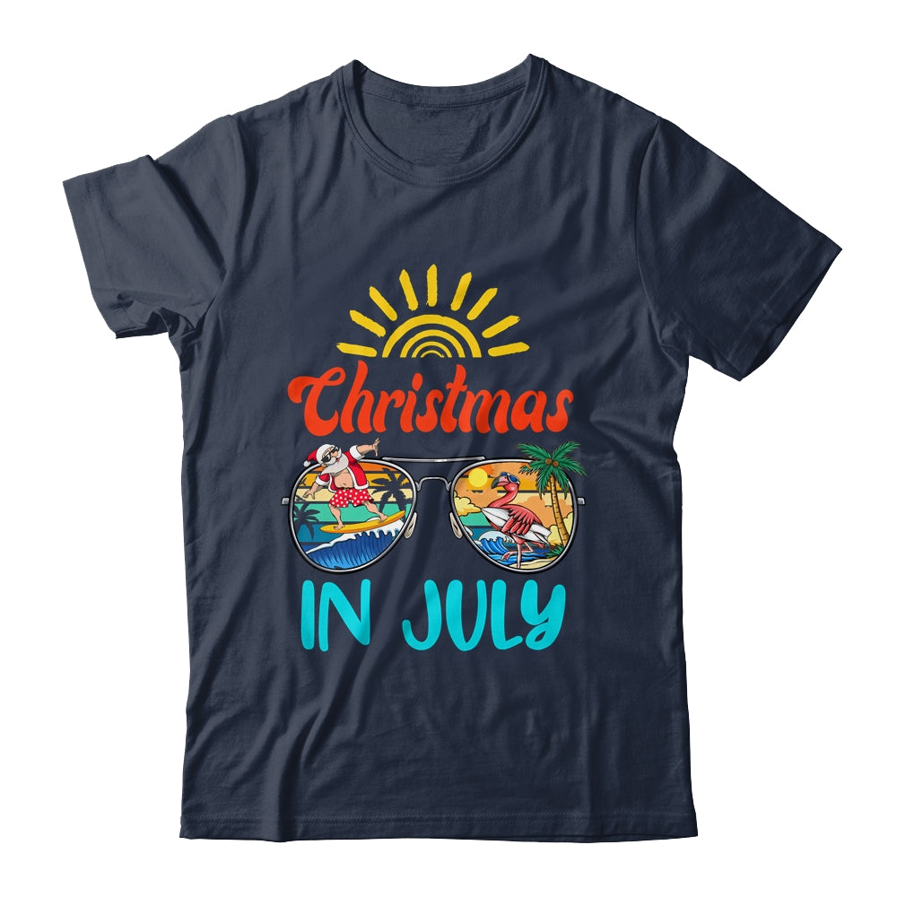 Christmas In July Sunglasses Santa Flamingo Summer Vacation Shirt & Tank Top | siriusteestore