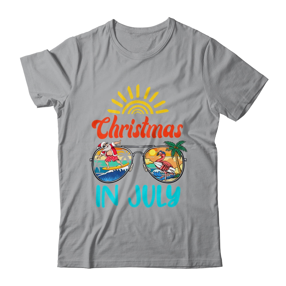 Christmas In July Sunglasses Santa Flamingo Summer Vacation Shirt & Tank Top | siriusteestore
