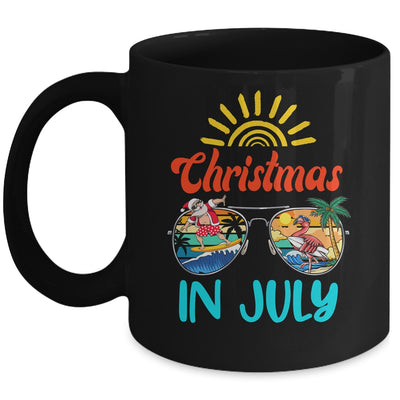 Christmas In July Sunglasses Santa Flamingo Summer Vacation Mug | siriusteestore