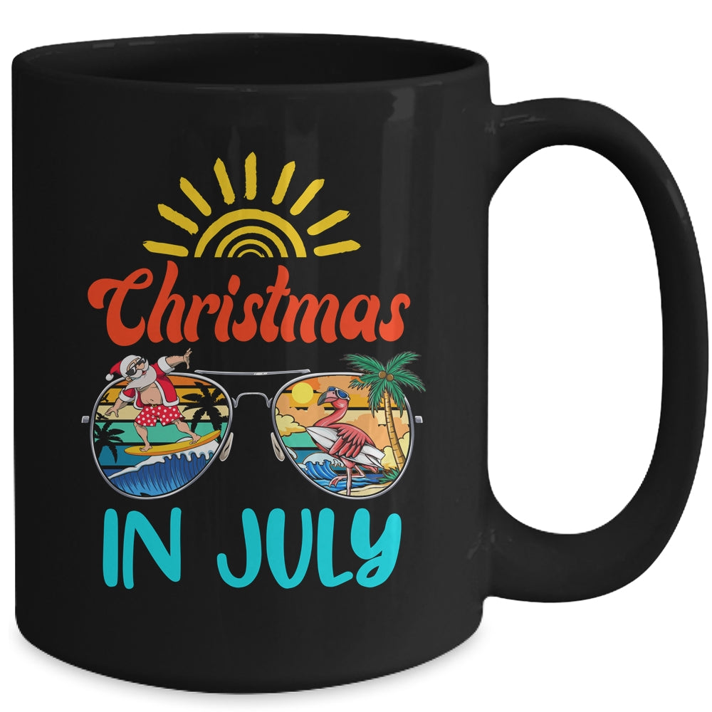 Christmas In July Sunglasses Santa Flamingo Summer Vacation Mug | siriusteestore