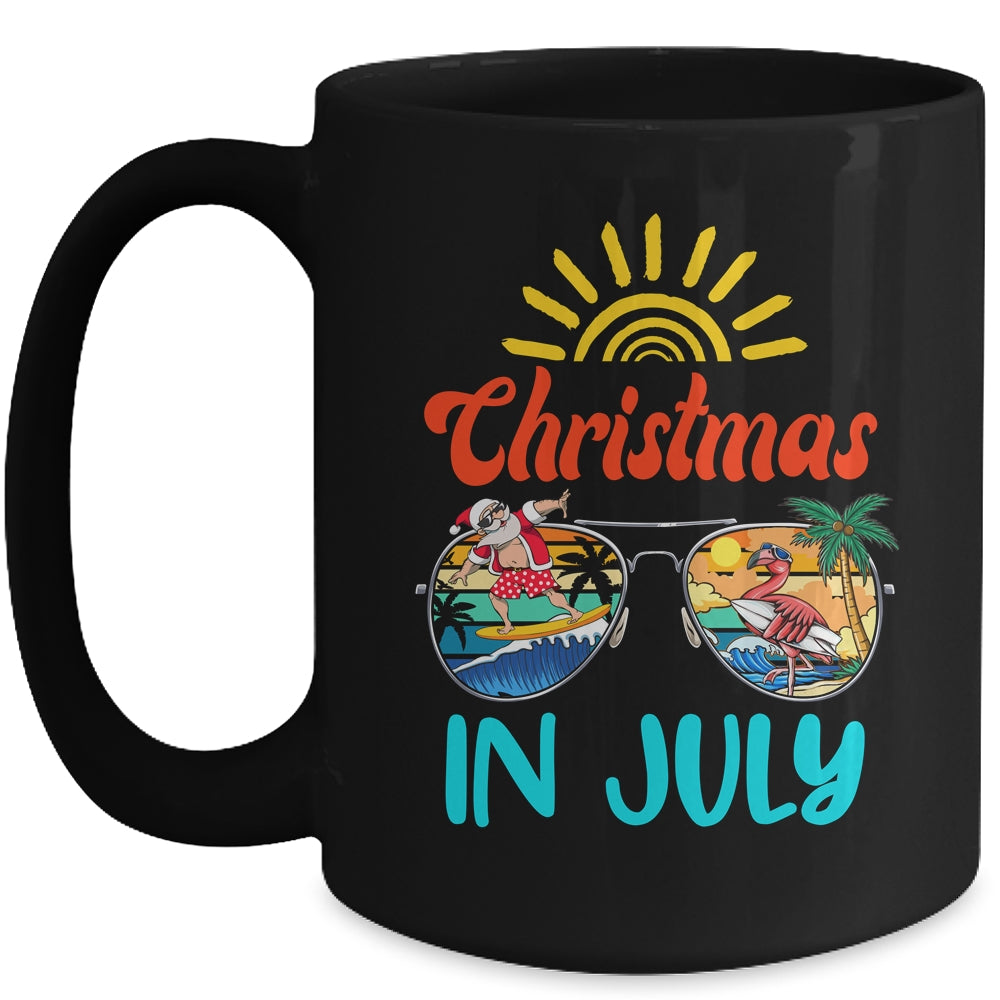 Christmas In July Sunglasses Santa Flamingo Summer Vacation Mug | siriusteestore