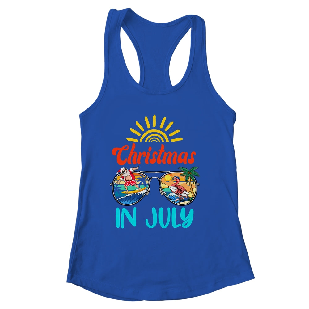 Christmas In July Sunglasses Santa Flamingo Summer Vacation Shirt & Tank Top | siriusteestore