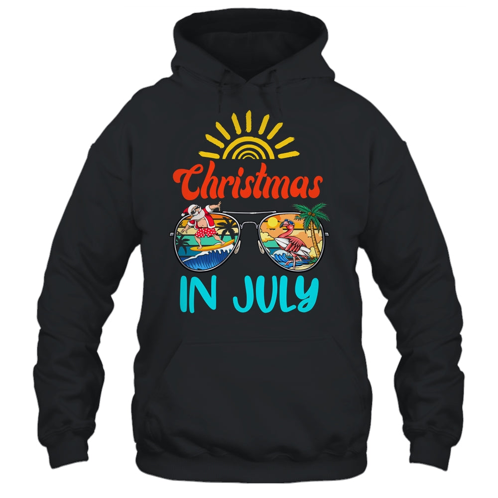 Christmas In July Sunglasses Santa Flamingo Summer Vacation Shirt & Tank Top | siriusteestore