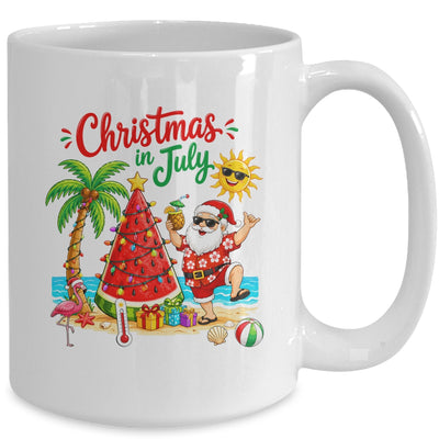 Christmas In July Watermelon Xmas Tree Santa Beach Summer Mug | siriusteestore