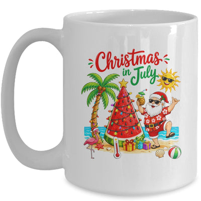 Christmas In July Watermelon Xmas Tree Santa Beach Summer Mug | siriusteestore