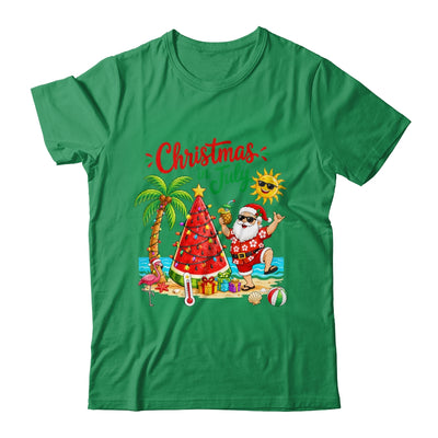 Christmas In July Watermelon Xmas Tree Santa Beach Summer Shirt & Hoodie | siriusteestore