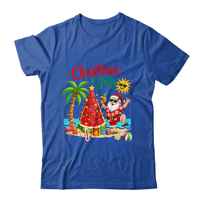 Christmas In July Watermelon Xmas Tree Santa Beach Summer Shirt & Hoodie | siriusteestore
