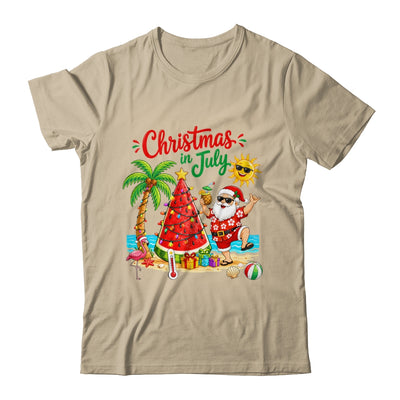 Christmas In July Watermelon Xmas Tree Santa Beach Summer Shirt & Hoodie | siriusteestore