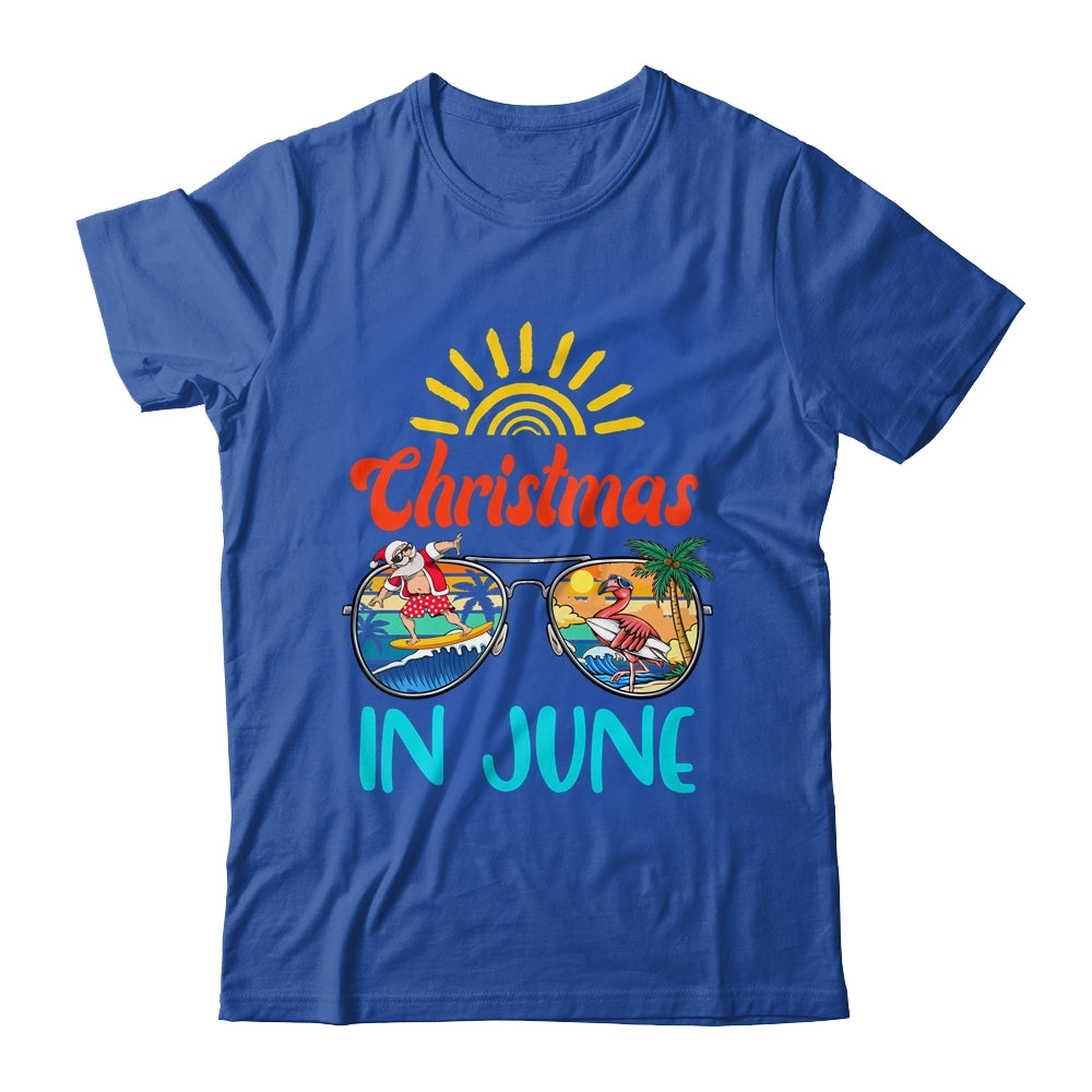 Christmas In June Sunglasses Santa Flamingo Summer Vacation Shirt & Tank Top | siriusteestore