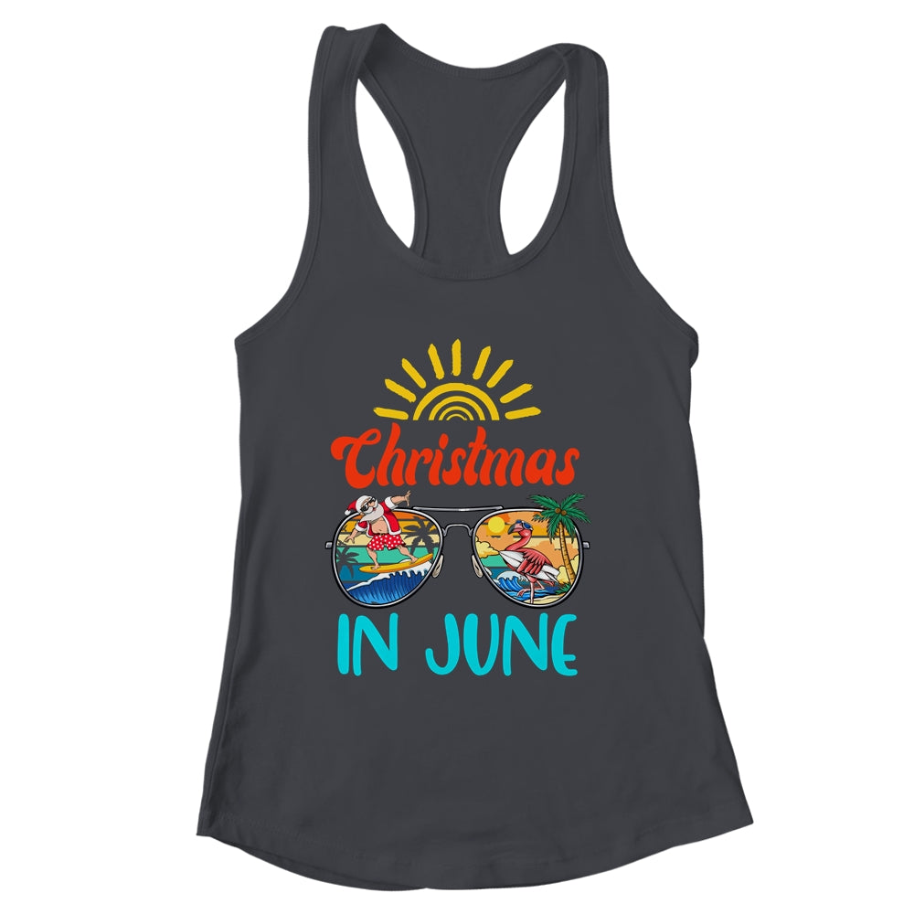 Christmas In June Sunglasses Santa Flamingo Summer Vacation Shirt & Tank Top | siriusteestore