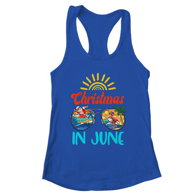 Christmas In June Sunglasses Santa Flamingo Summer Vacation Shirt & Tank Top | siriusteestore