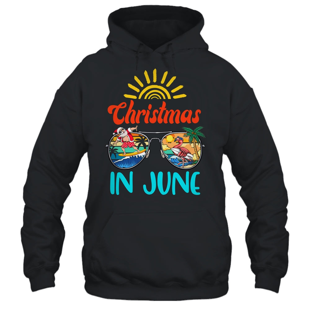 Christmas In June Sunglasses Santa Flamingo Summer Vacation Shirt & Tank Top | siriusteestore