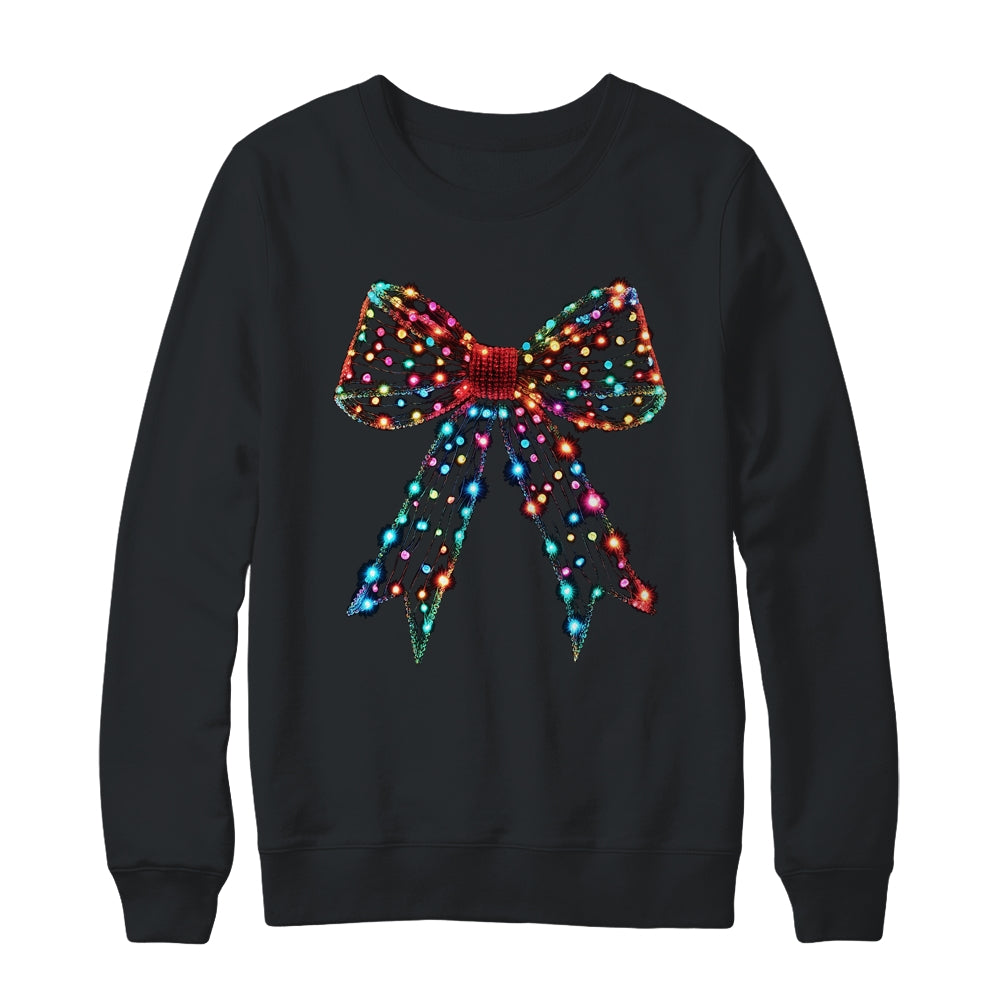 Christmas Light Coquette Bow Christmas Season New Year Retro Shirt & Sweatshirt | siriusteestore