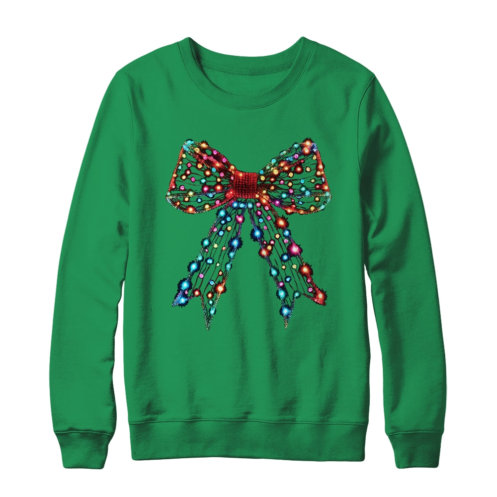 Christmas Light Coquette Bow Christmas Season New Year Retro Shirt & Sweatshirt | siriusteestore