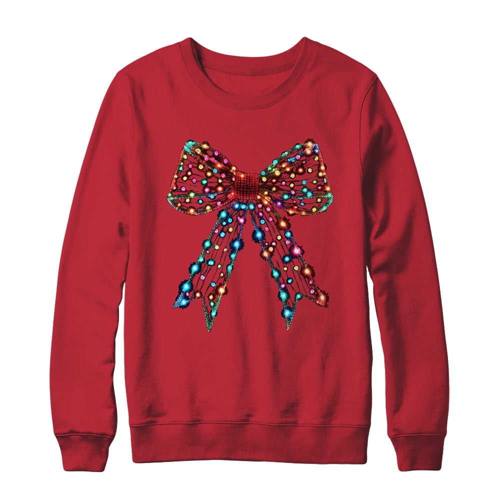 Christmas Light Coquette Bow Christmas Season New Year Retro Shirt & Sweatshirt | siriusteestore