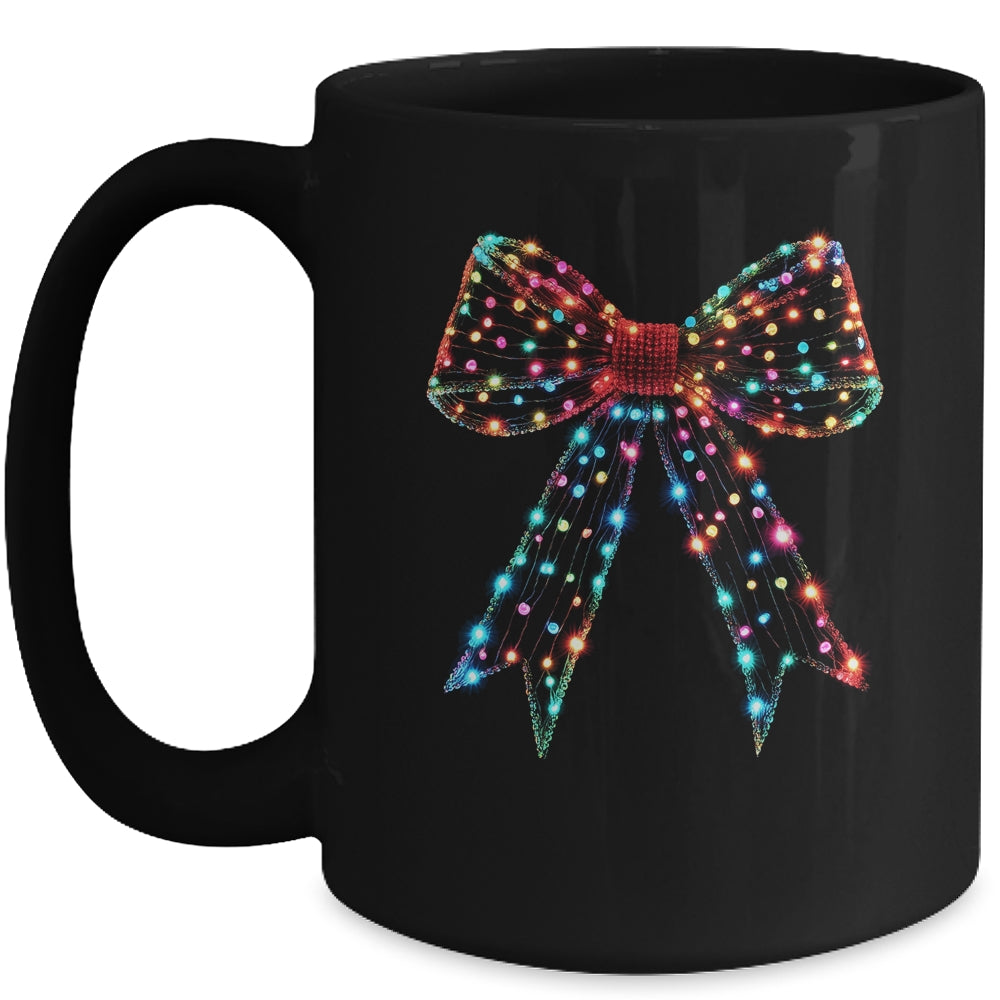 Christmas Light Coquette Bow Christmas Season New Year Retro Mug | siriusteestore