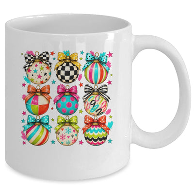 Christmas Ornament Preppy Coquette Bow Graphic Retro Holiday Mug | siriusteestore
