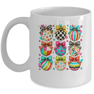 Christmas Ornament Preppy Coquette Bow Graphic Retro Holiday Mug | siriusteestore
