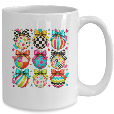 Christmas Ornament Preppy Coquette Bow Graphic Retro Holiday Mug | siriusteestore