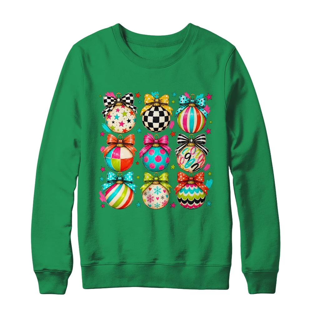 Christmas Ornament Preppy Coquette Bow Graphic Retro Holiday Shirt & Sweatshirt | siriusteestore