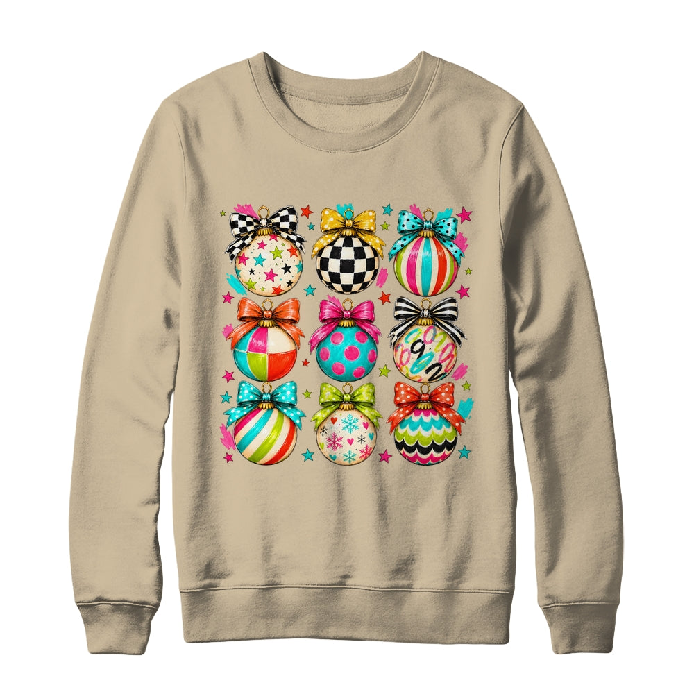 Christmas Ornament Preppy Coquette Bow Graphic Retro Holiday Shirt & Sweatshirt | siriusteestore