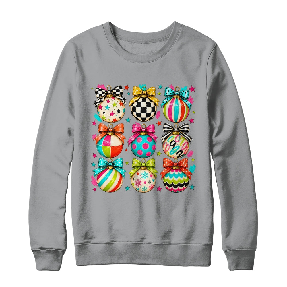 Christmas Ornament Preppy Coquette Bow Graphic Retro Holiday Shirt & Sweatshirt | siriusteestore