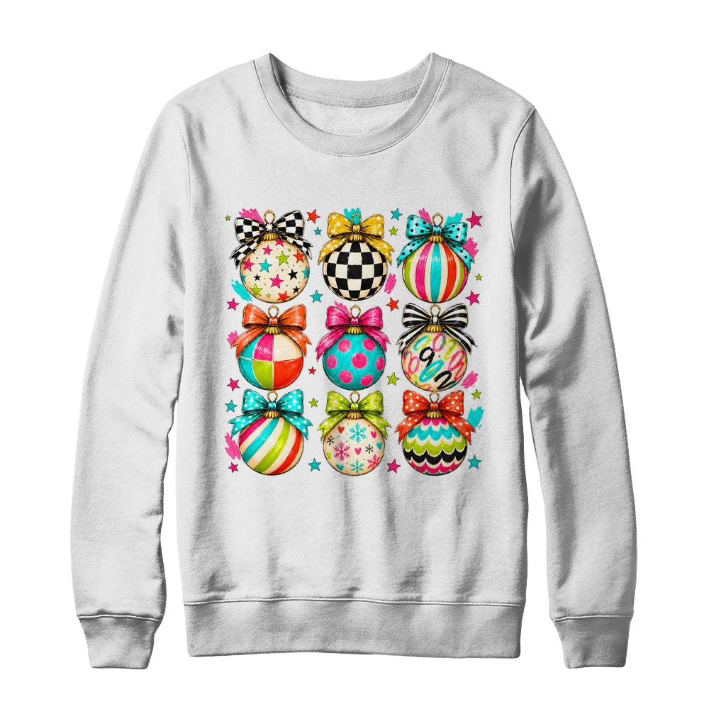 Christmas Ornament Preppy Coquette Bow Graphic Retro Holiday Shirt & Sweatshirt | siriusteestore