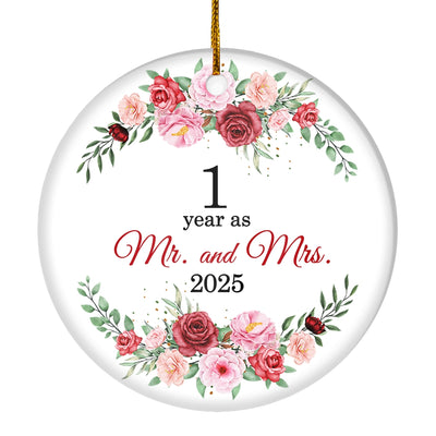 Christmas Ornaments Gifts For Couples Husband Wife Holiday 1st Wedding Anniversary 1 Year As Mr & Mrs 2025 Decoration Christmas Tree Ornament | siriusteestore