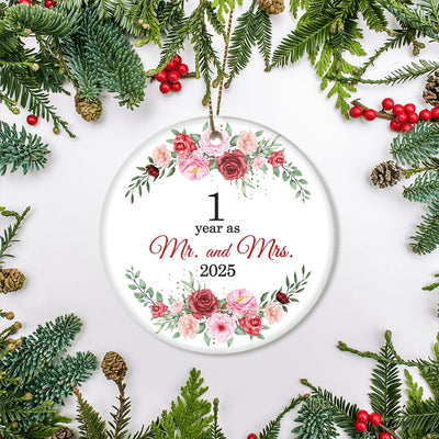 Christmas Ornaments Gifts For Couples Husband Wife Holiday 1st Wedding Anniversary 1 Year As Mr & Mrs 2025 Decoration Christmas Tree Ornament | siriusteestore