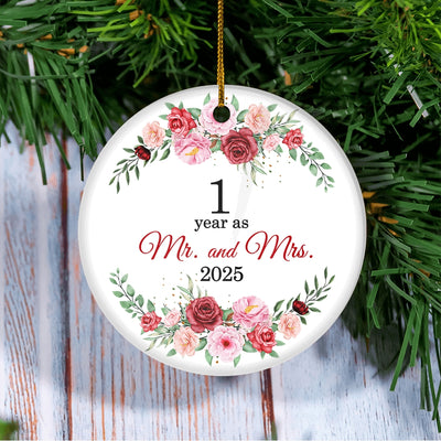 Christmas Ornaments Gifts For Couples Husband Wife Holiday 1st Wedding Anniversary 1 Year As Mr & Mrs 2025 Decoration Christmas Tree Ornament | siriusteestore