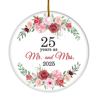 Christmas Ornaments Gifts For Couples Husband Wife Holiday 25th Wedding Anniversary 25 Years As Mr & Mrs 2025 Decoration Christmas Tree Ornament | siriusteestore