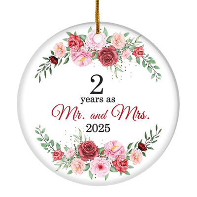 Christmas Ornaments Gifts For Couples Husband Wife Holiday 2nd Wedding Anniversary 2 Years As Mr & Mrs 2025 Decoration Christmas Tree Ornament | siriusteestore