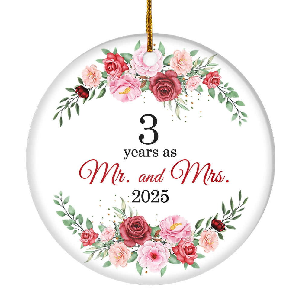 Christmas Ornaments Gifts For Couples Husband Wife Holiday 3rd Wedding Anniversary 3 Years As Mr & Mrs 2025 Decoration Christmas Tree Ornament | siriusteestore