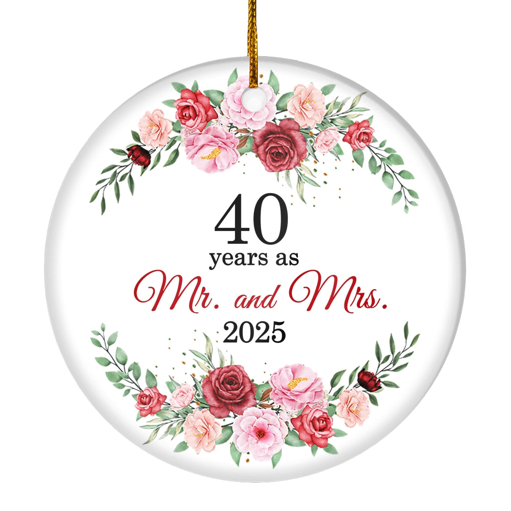 Christmas Ornaments Gifts For Couples Husband Wife Holiday 40th Wedding Anniversary 40 Years As Mr & Mrs 2025 Decoration Christmas Tree Ornament | siriusteestore