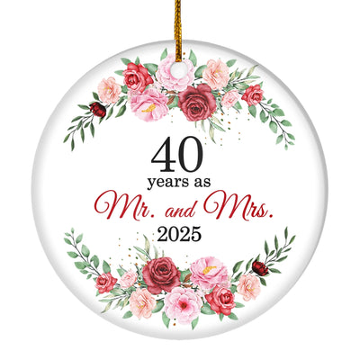 Christmas Ornaments Gifts For Couples Husband Wife Holiday 40th Wedding Anniversary 40 Years As Mr & Mrs 2025 Decoration Christmas Tree Ornament | siriusteestore