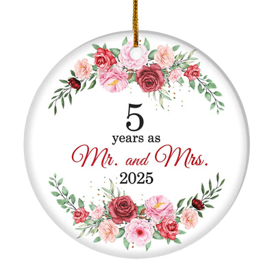 Christmas Ornaments Gifts For Couples Husband Wife Holiday 5th Wedding Anniversary 5 Years As Mr & Mrs 2025 Decoration Christmas Tree Ornament | siriusteestore