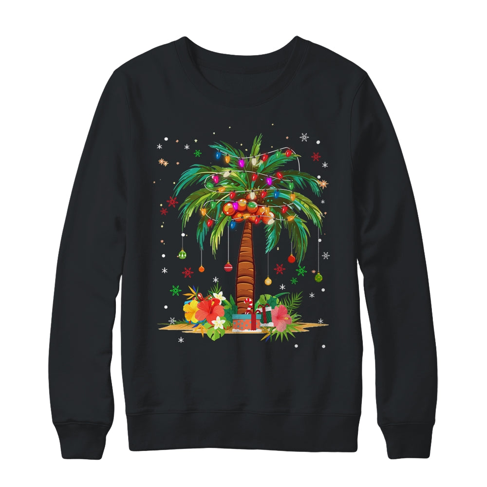 Christmas Palm Tree Light Hawaiian Tropical Xmas Shirt & Sweatshirt | siriusteestore