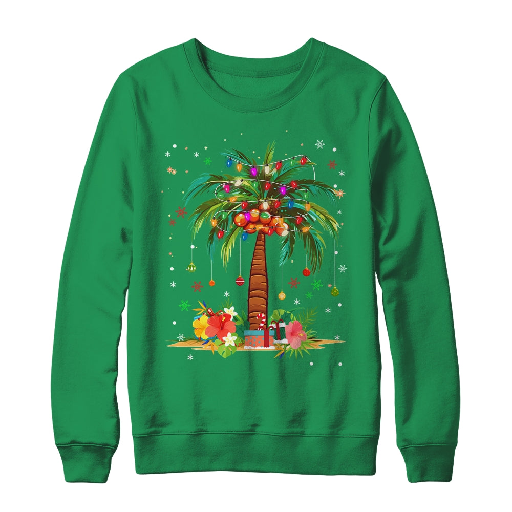 Christmas Palm Tree Light Hawaiian Tropical Xmas Shirt & Sweatshirt | siriusteestore