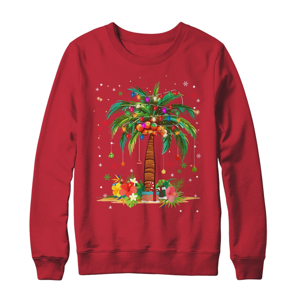Christmas Palm Tree Light Hawaiian Tropical Xmas Shirt & Sweatshirt | siriusteestore