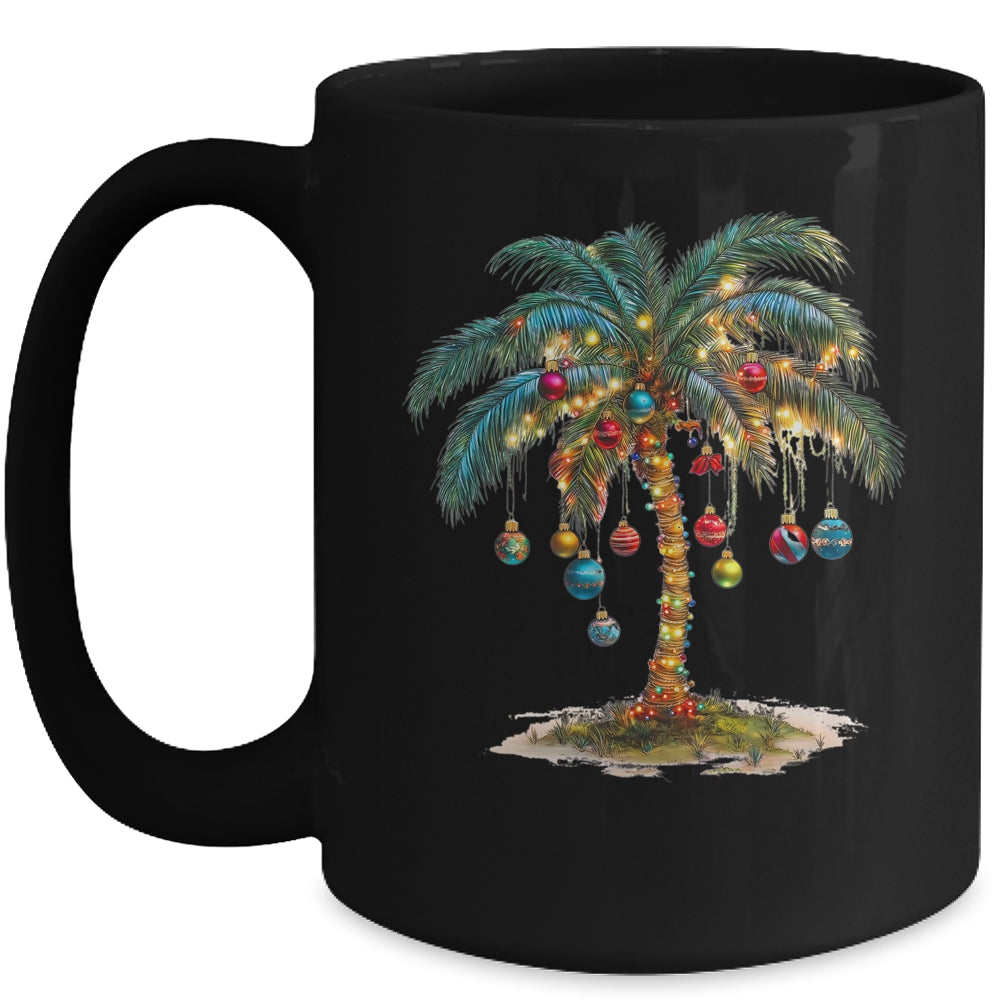 Christmas Palm Tree Women Funny Hawaiian Beach Tropical Xmas Mug | siriusteestore
