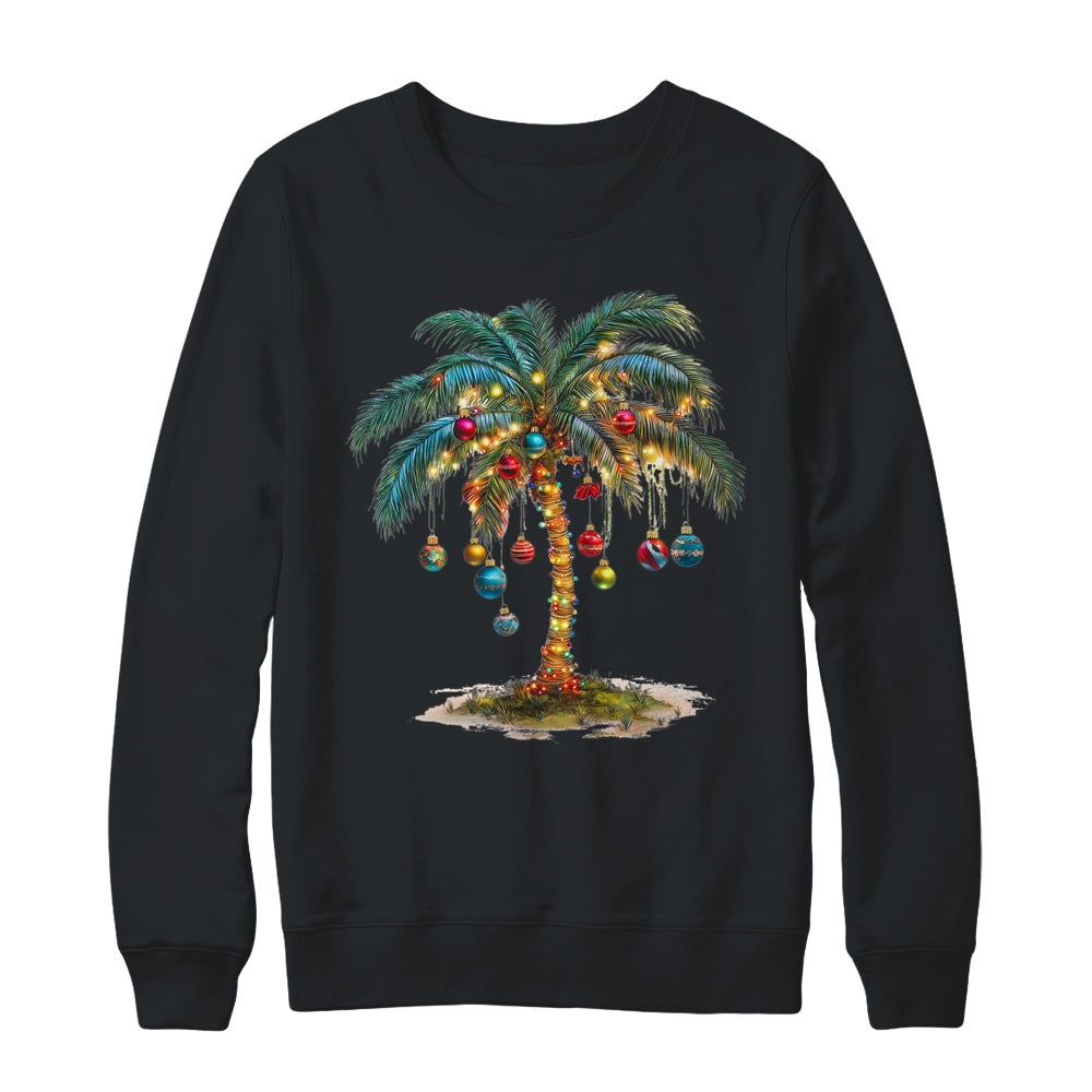 Christmas Palm Tree Women Funny Hawaiian Beach Tropical Xmas Shirt & Sweatshirt | siriusteestore