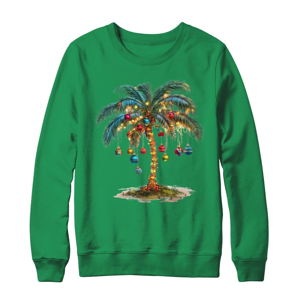 Christmas Palm Tree Women Funny Hawaiian Beach Tropical Xmas Shirt & Sweatshirt | siriusteestore