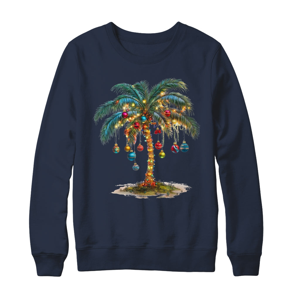 Christmas Palm Tree Women Funny Hawaiian Beach Tropical Xmas Shirt & Sweatshirt | siriusteestore