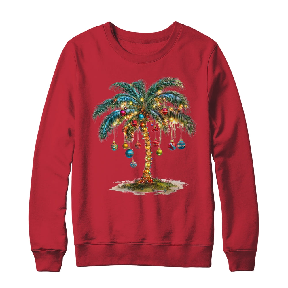 Christmas Palm Tree Women Funny Hawaiian Beach Tropical Xmas Shirt & Sweatshirt | siriusteestore
