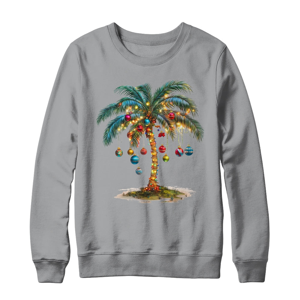 Christmas Palm Tree Women Funny Hawaiian Beach Tropical Xmas Shirt & Sweatshirt | siriusteestore