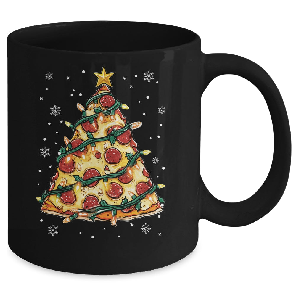 Christmas Pizza Xmas Tree Funny Xmas Food Men Women Kids Mug | siriusteestore